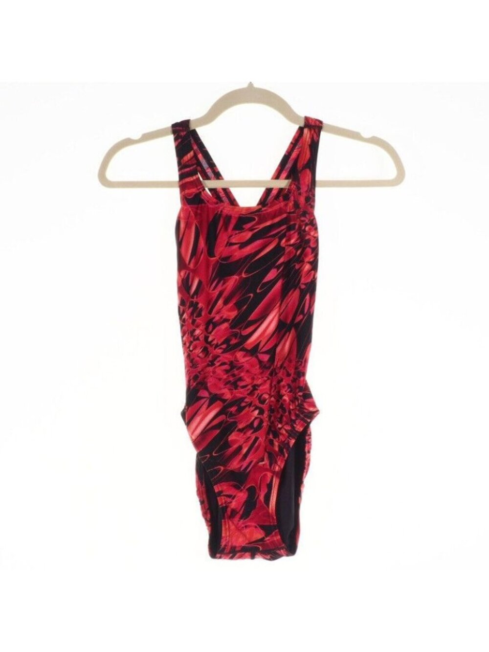 Speedo Womens Swim Suit Tall Size 32 One Piece Tank Red Black Super Pro ProLT 
